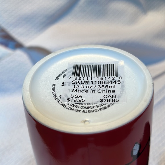 Starbucks 2016 holiday ceramic travel mug mermaid logo red festive light bulbs - Picture 7 of 8